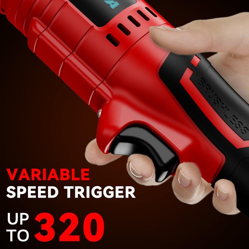 DEMIMA 3/8" Extended Cordless Ratchet Wrench for Milwaukee 18V Battery, 74Ft-Lbs Brushless Motor Electric Ratchet with 320RPM Variable Speed, 8 Sockets, 3/8" to 1/4" Adapter, 6" Extension Bar (Tool Only) - Image 3